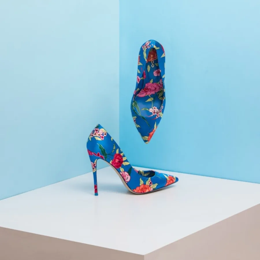 Floral Print Block Heels